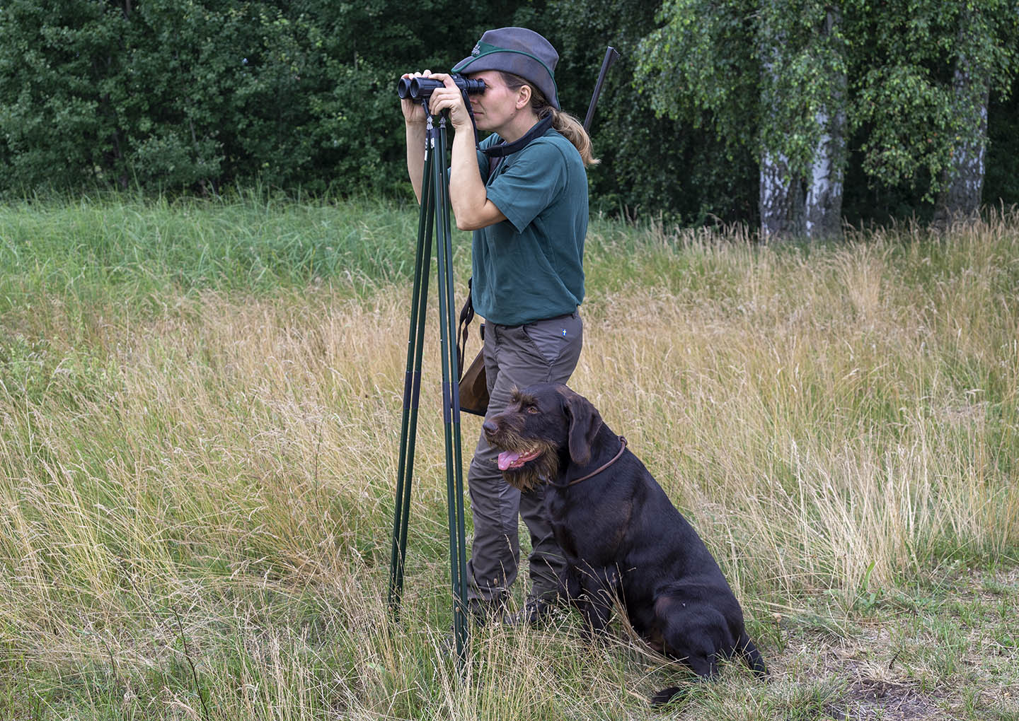 bestik Schießstock Pirsch Jagd jagen pirschen Handling Feldstecher Fernglas